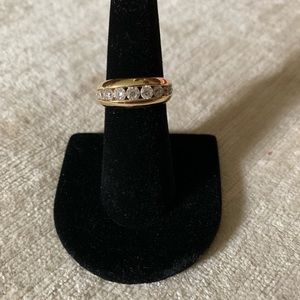 Moissanite Fire 14k YG over Silver Ring Sz 6. JTV